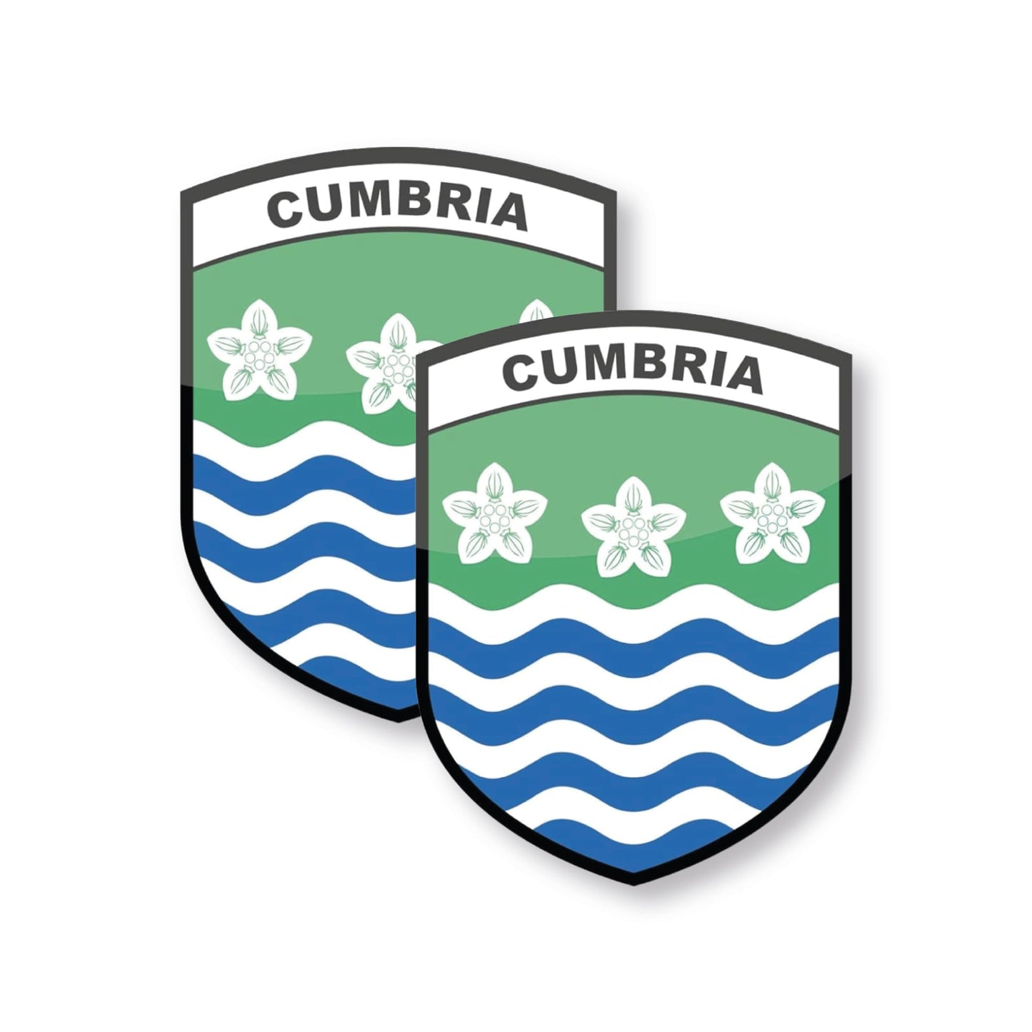 Set of 2 Cumbria county flag stickers for cars and windows