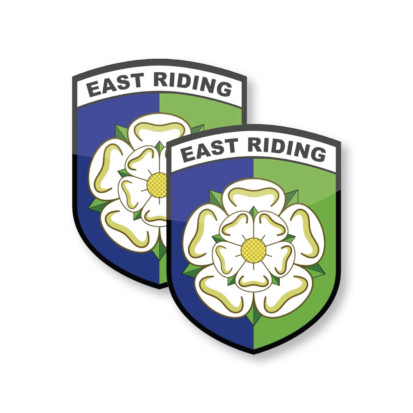 Set of 2 East Riding county flag stickers for cars and windows
