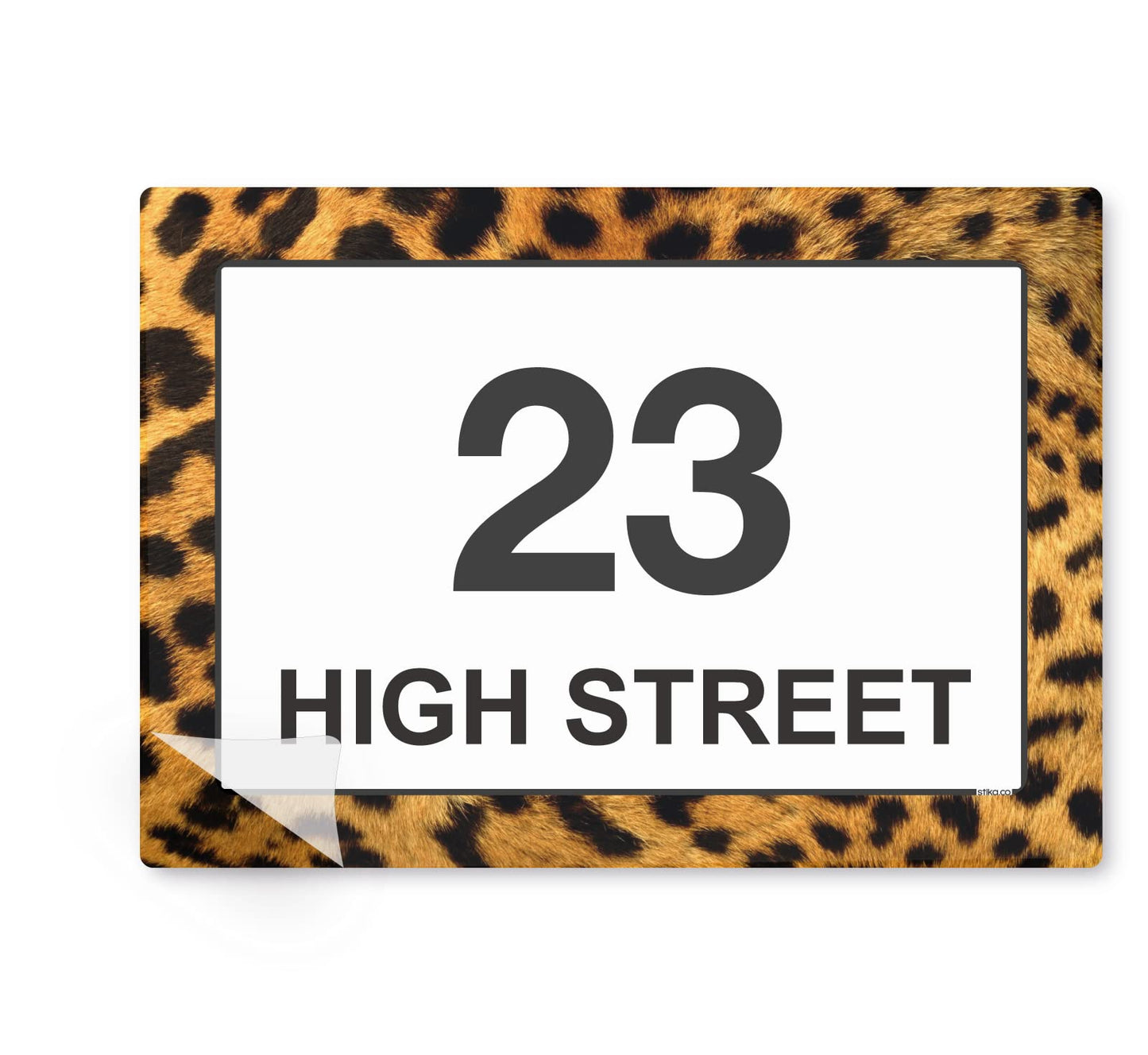 Leopard Print wheelie bin sticker details and application example