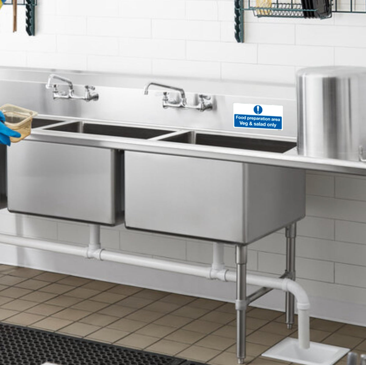 Vegetable and Salad Washing Area sticker, 200 x 100mm, pack of 2