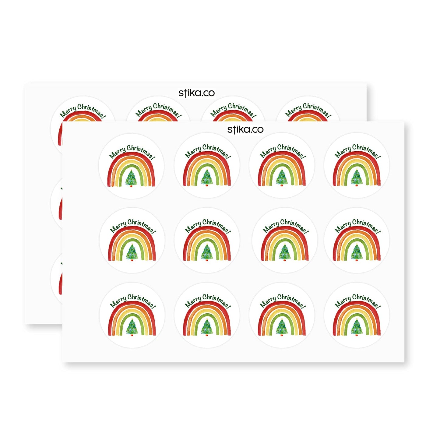Merry Christmas Rainbow paper stickers supplied on A5 sheets of 12 - view 8