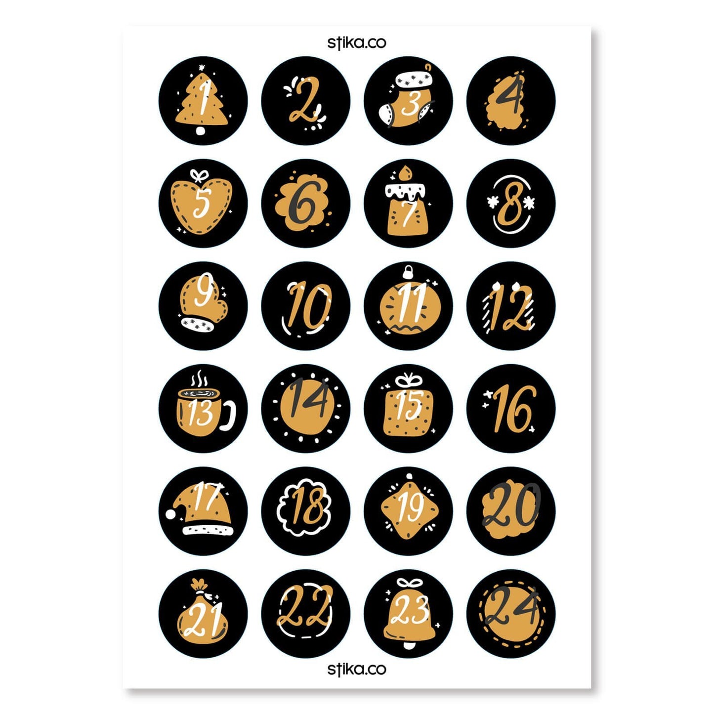 Modern Advent Calendar paper stickers supplied on A5 sheets of 12 - view 6