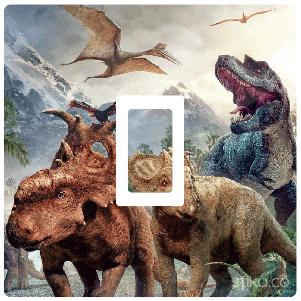 Set of 2 Dinosaurs self-adhesive vinyl switch cover decals