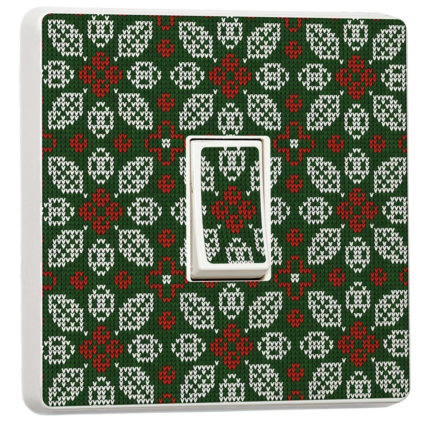 Christmas Scandi Print light switch sticker for a compatible UK single switch