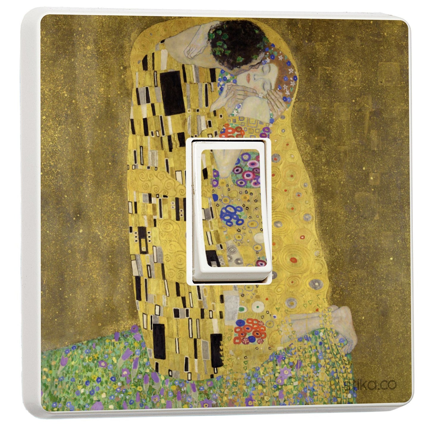 Gustav Klimt The Kiss light switch sticker for a compatible UK single switch
