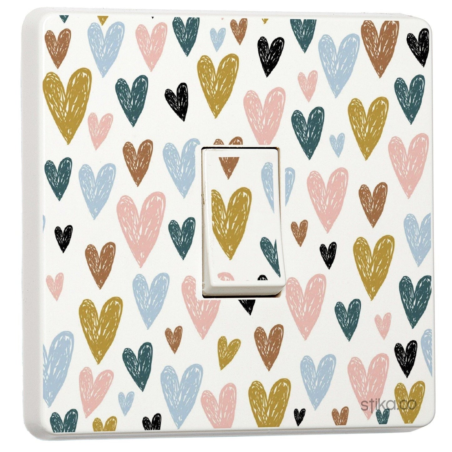 Hearts Print light switch sticker for a compatible UK single switch
