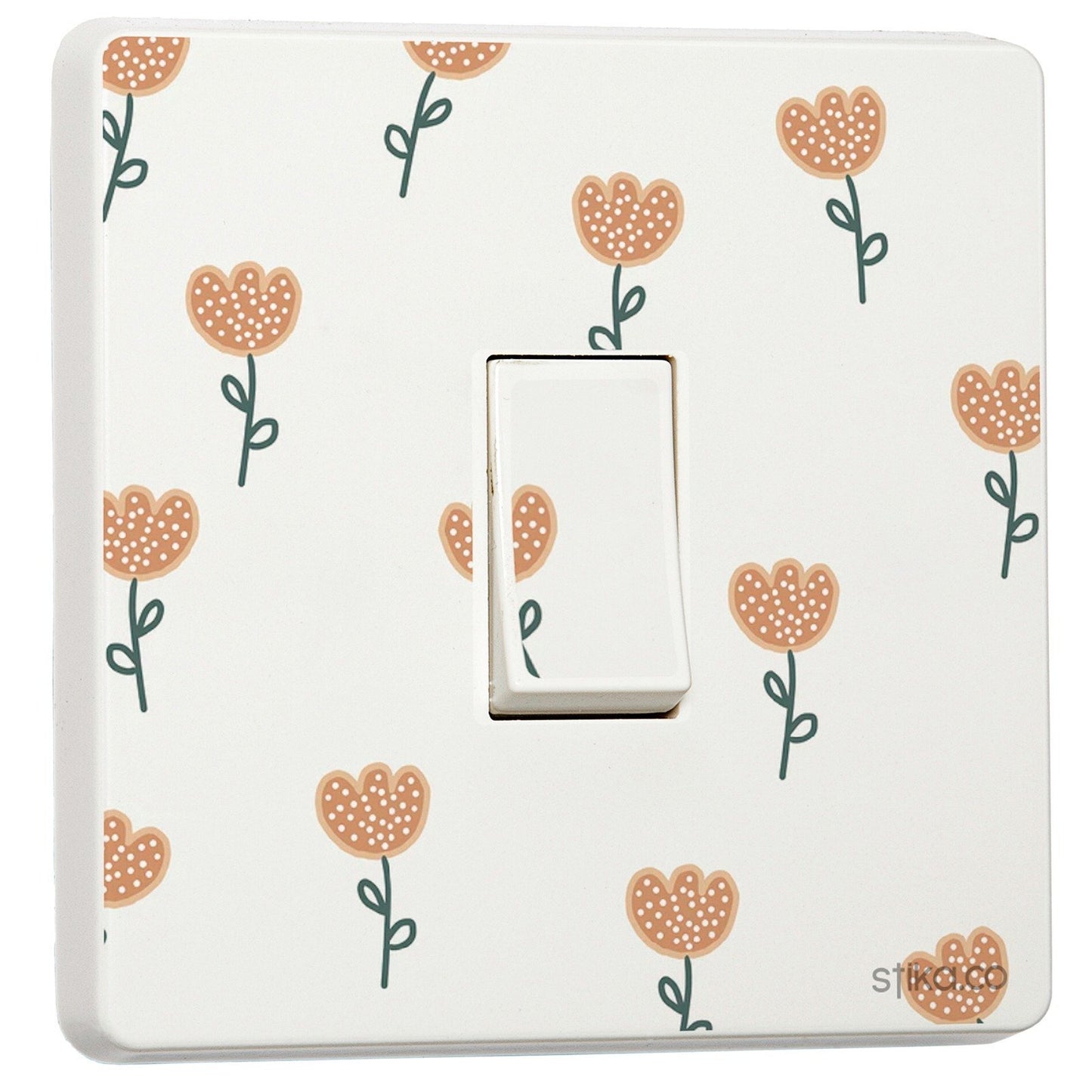 Orange Flower light switch sticker for a compatible UK single switch