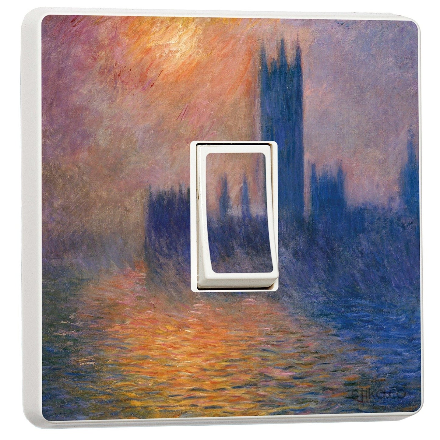 Monet Houses of Parliament light switch sticker for a compatible UK single switch