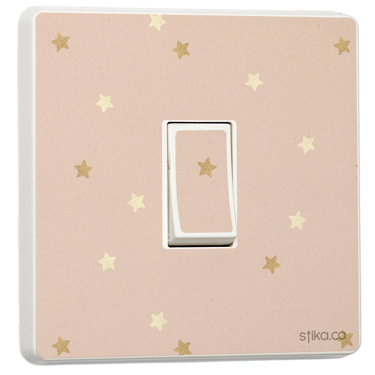 Pink Gold Star light switch sticker for a compatible UK single switch