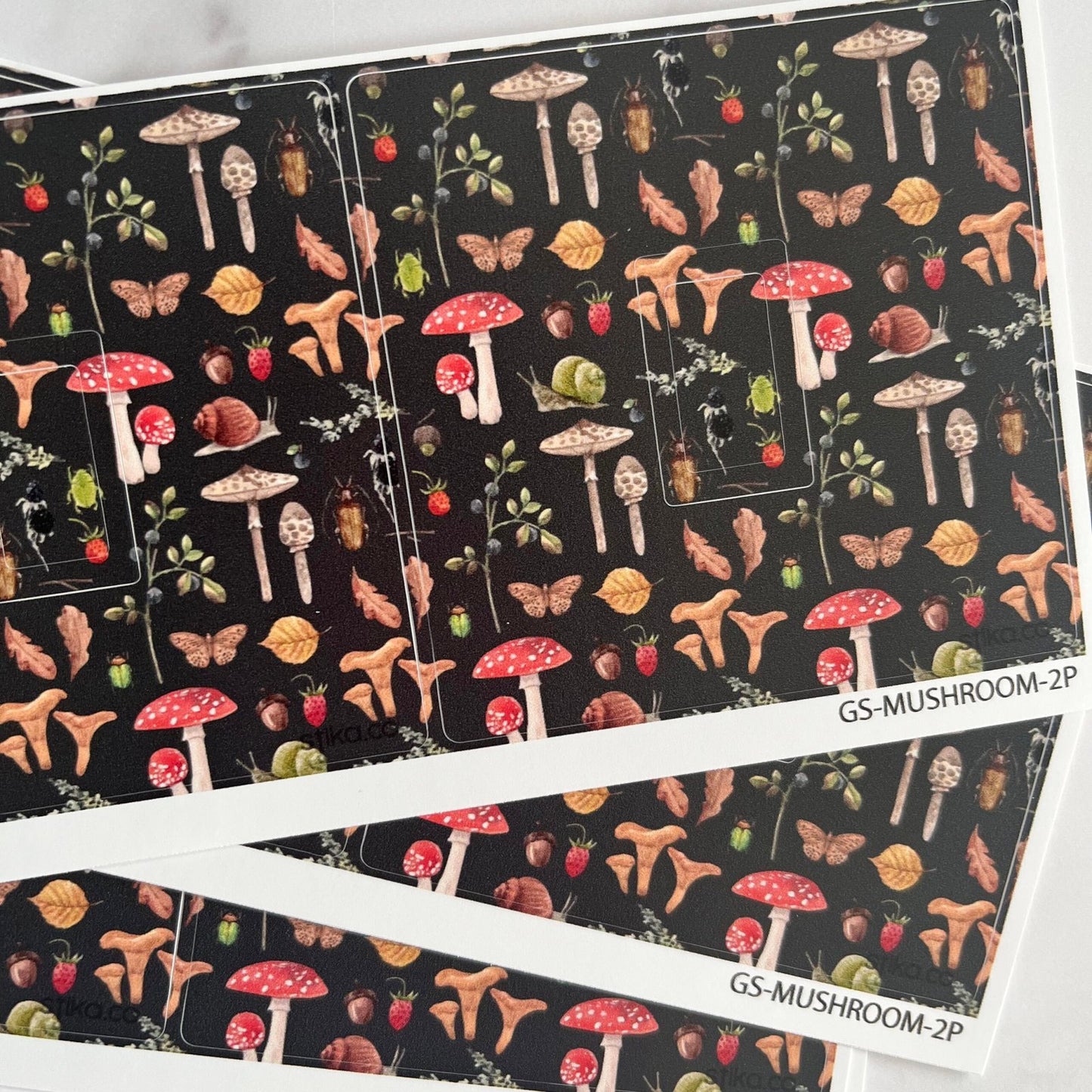 Set of 2 Autumn Mushroom self-adhesive vinyl switch cover decals