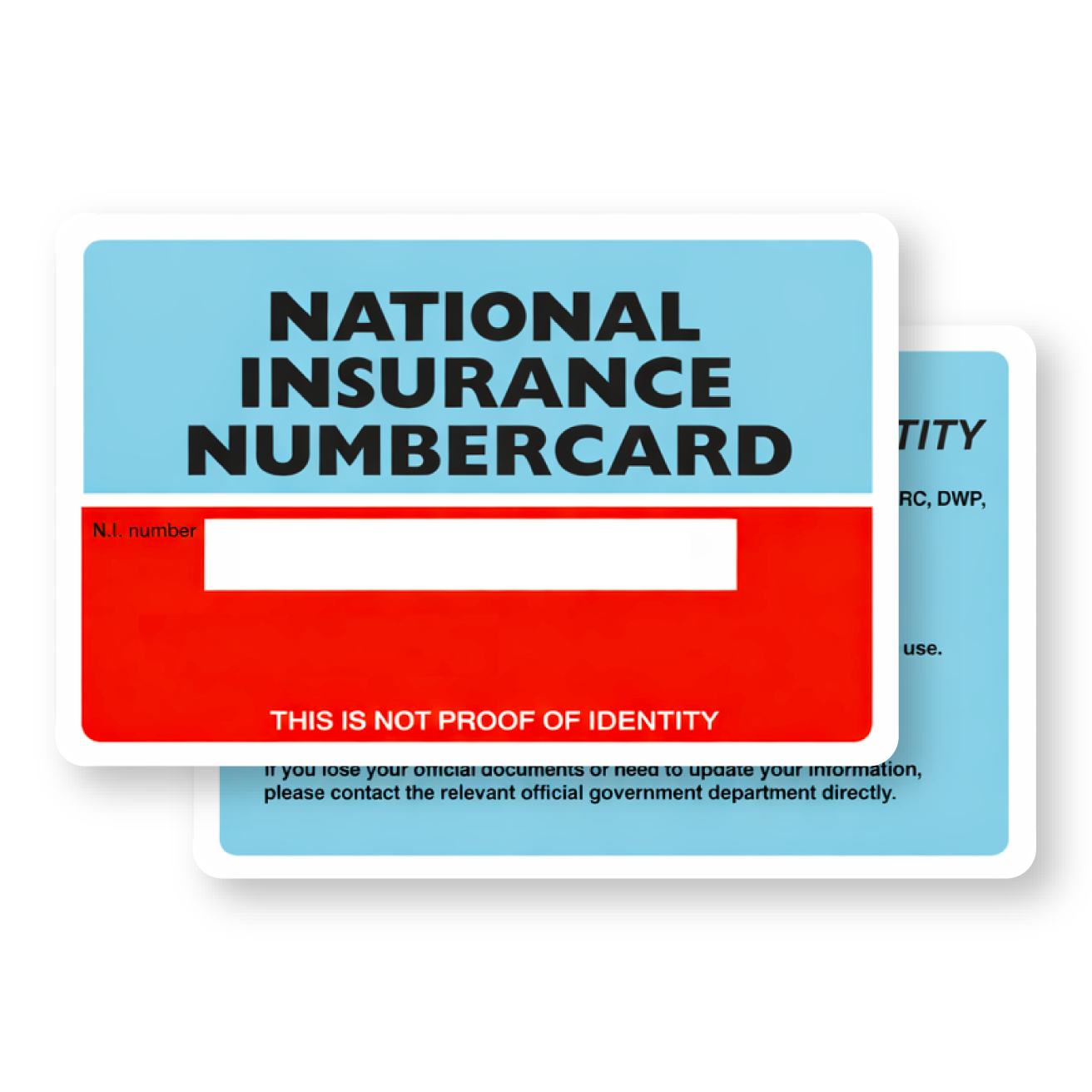 Personalised National Insurance Number Reminder Card