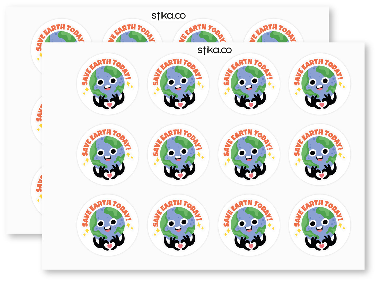 Save the Earth Today paper stickers supplied on A5 sheets of 12 - view 2