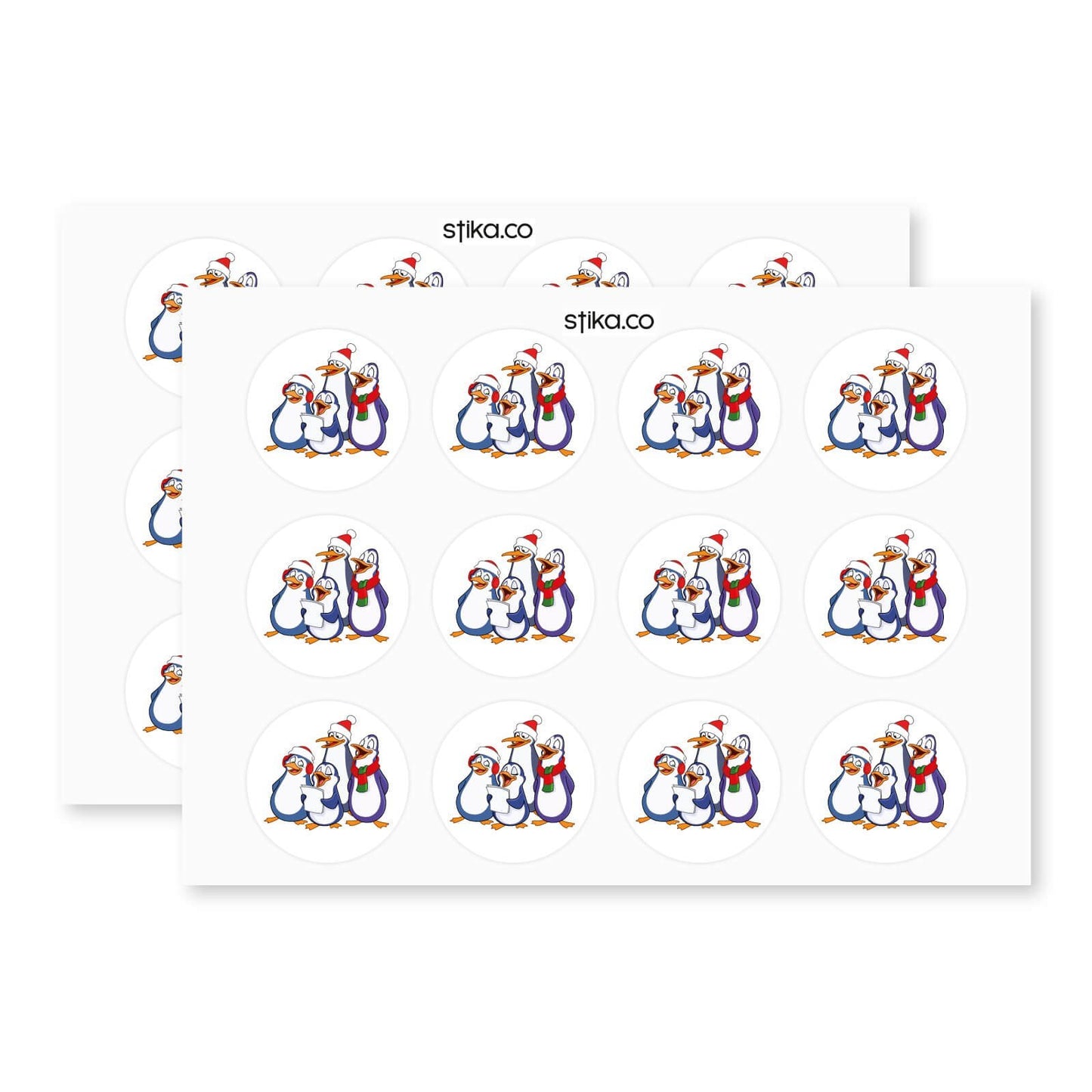 Penguin Christmas paper stickers supplied on A5 sheets of 12 - view 4