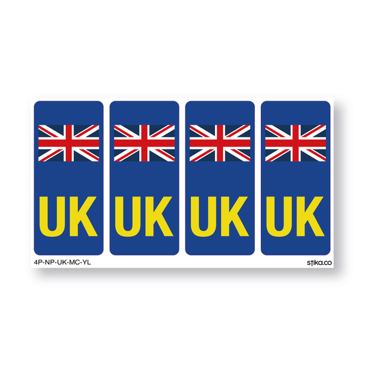 Set of 4 UK motorcycle number plate vinyl stickers