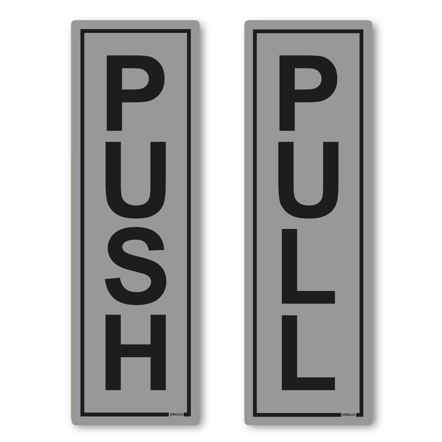 Silver push and pull self-adhesive door signs