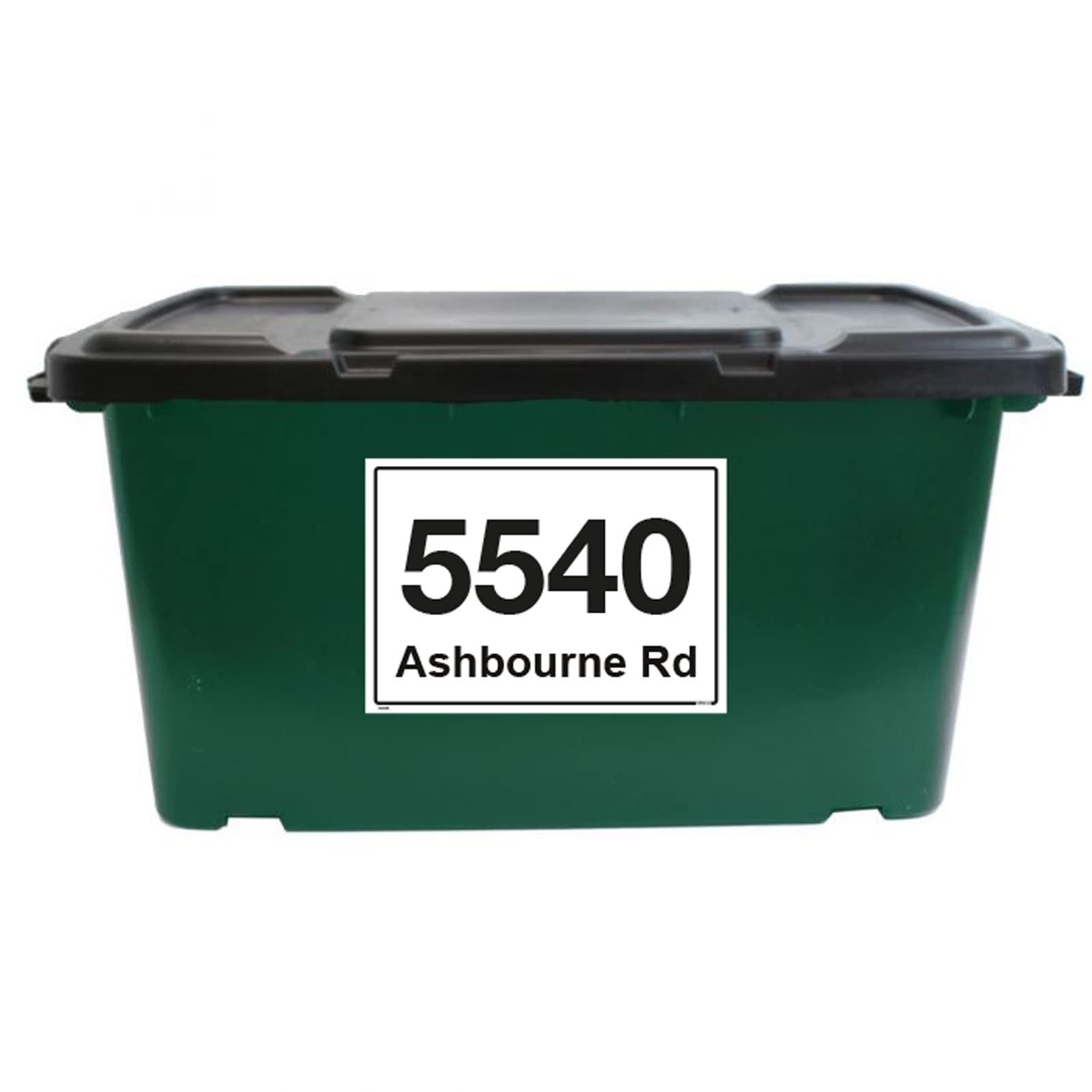 Floral wheelie bin sticker details and application example