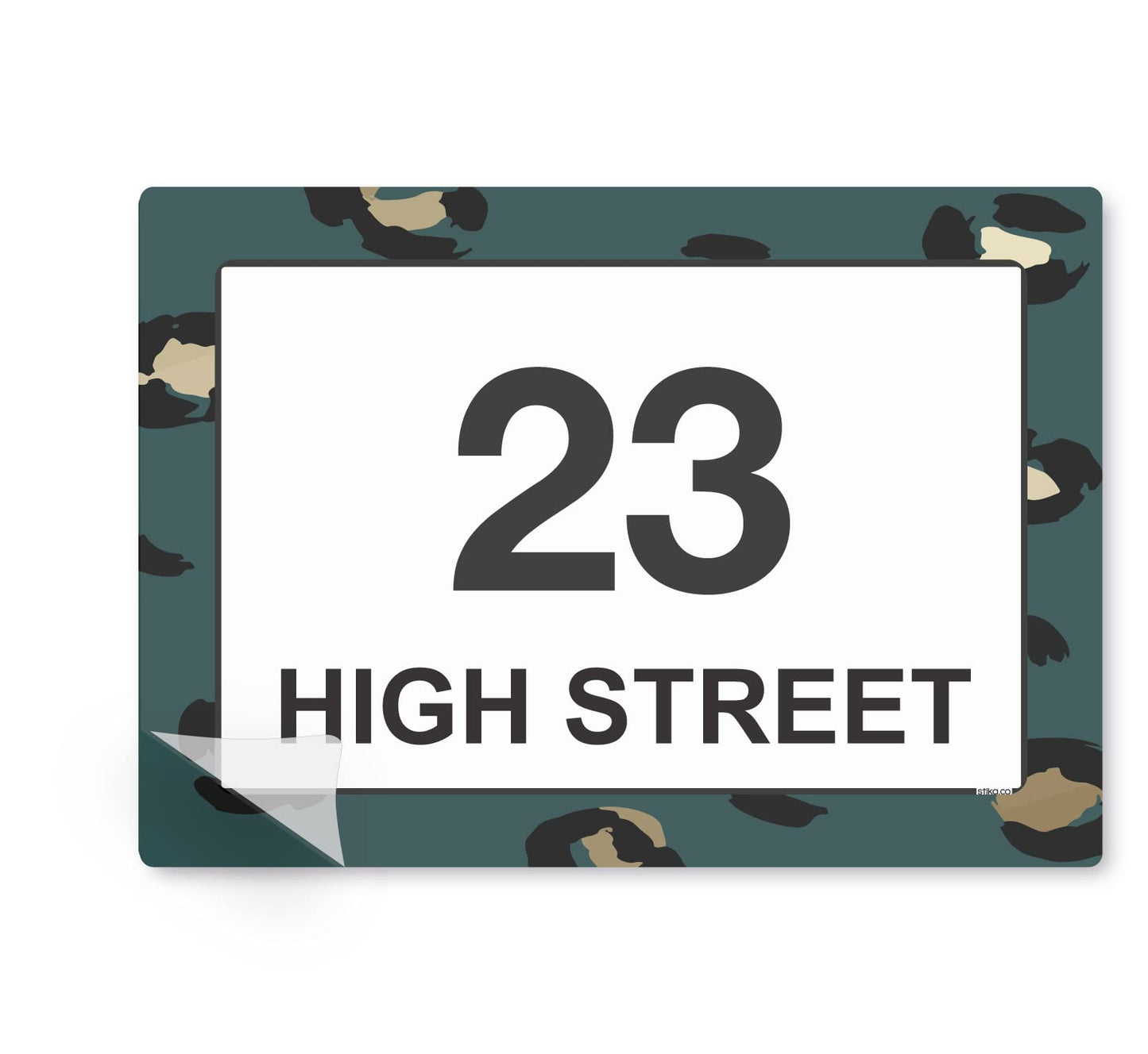 Green Leopard Print wheelie bin sticker details and application example