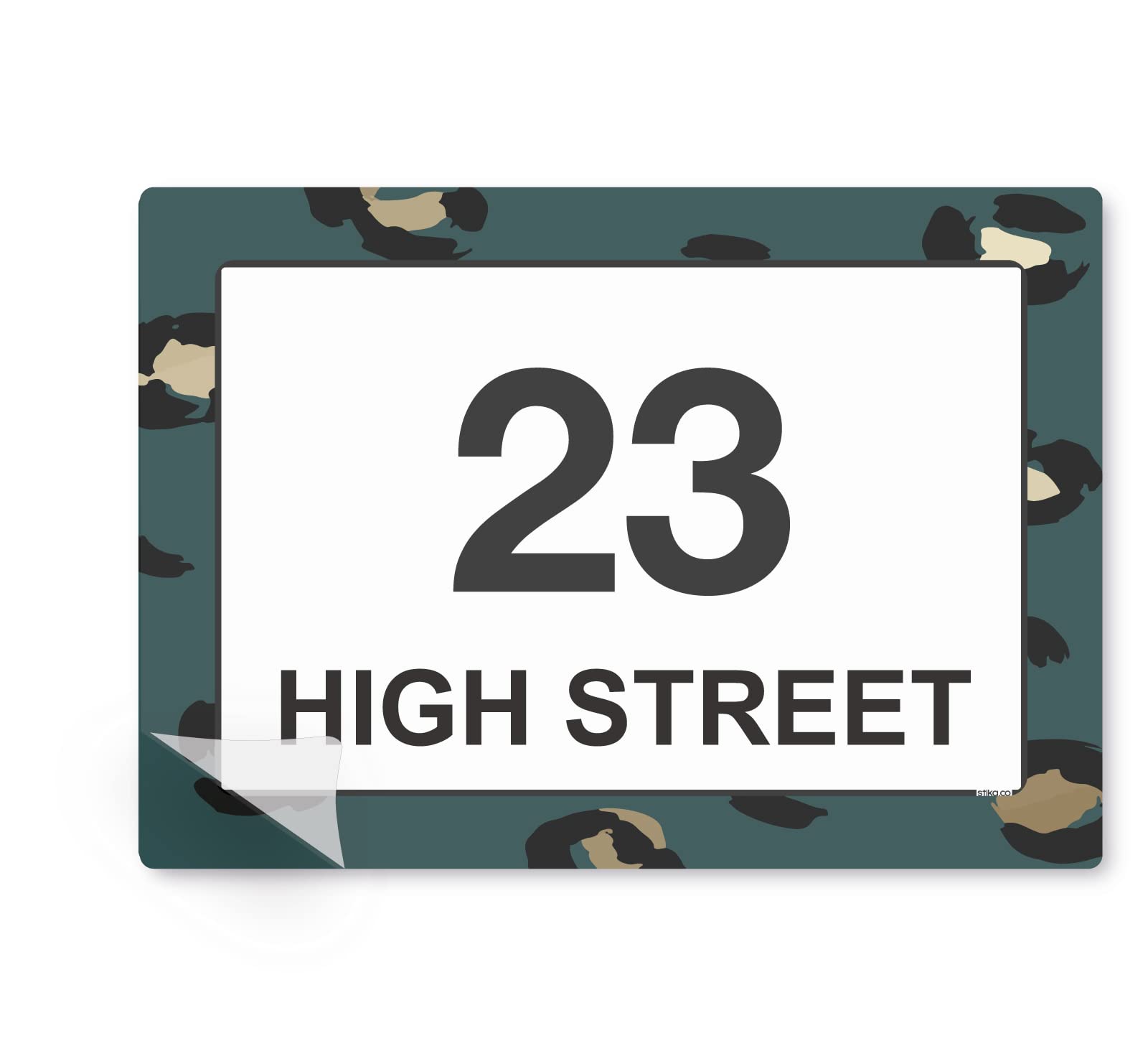 Green Leopard Print wheelie bin sticker details and application example