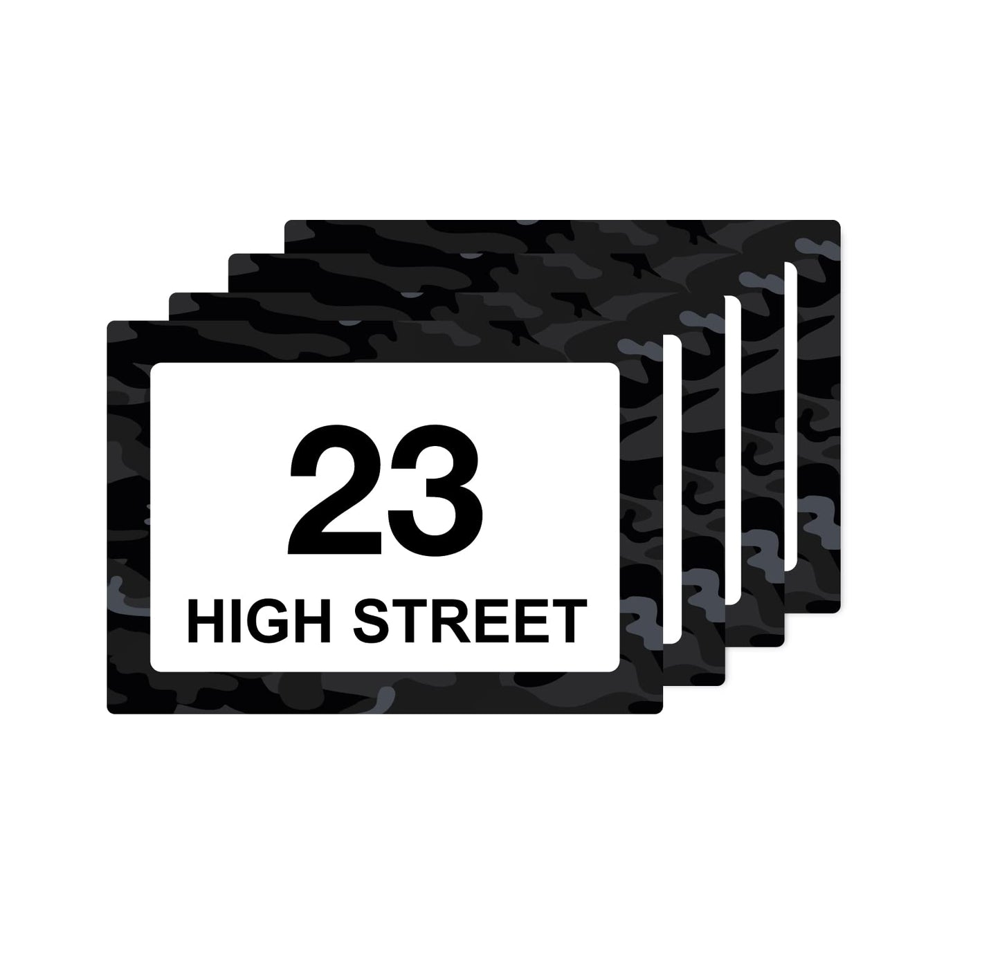 Black Camouflage wheelie bin sticker details and application example