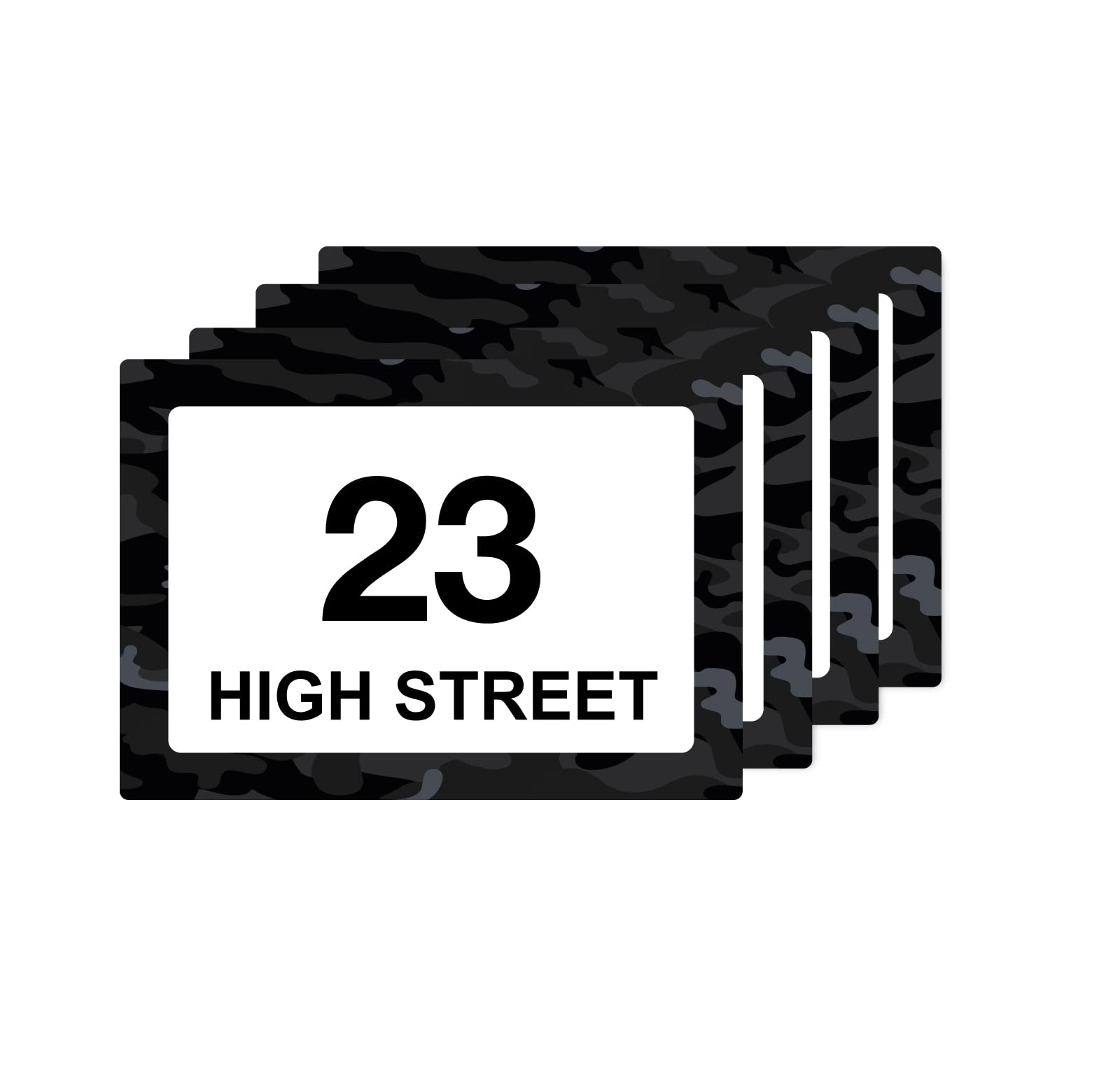 Black Camouflage wheelie bin sticker details and application example