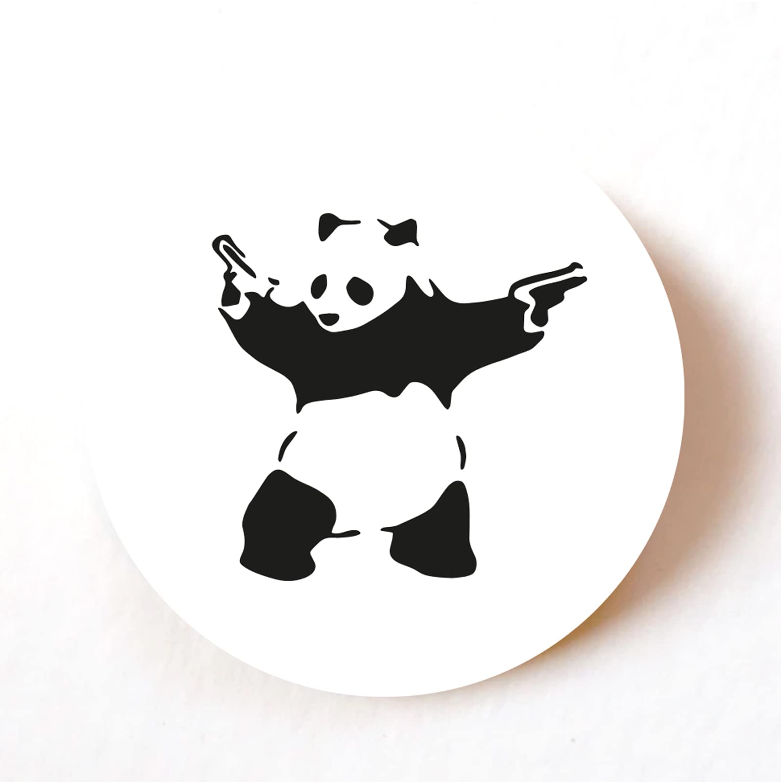 Banksy Panda 40mm round self-adhesive paper labels