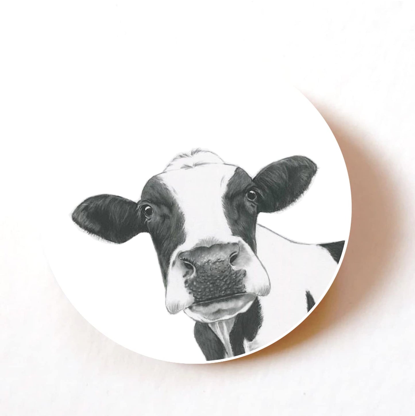 Sketched Cow 40mm round self-adhesive paper labels