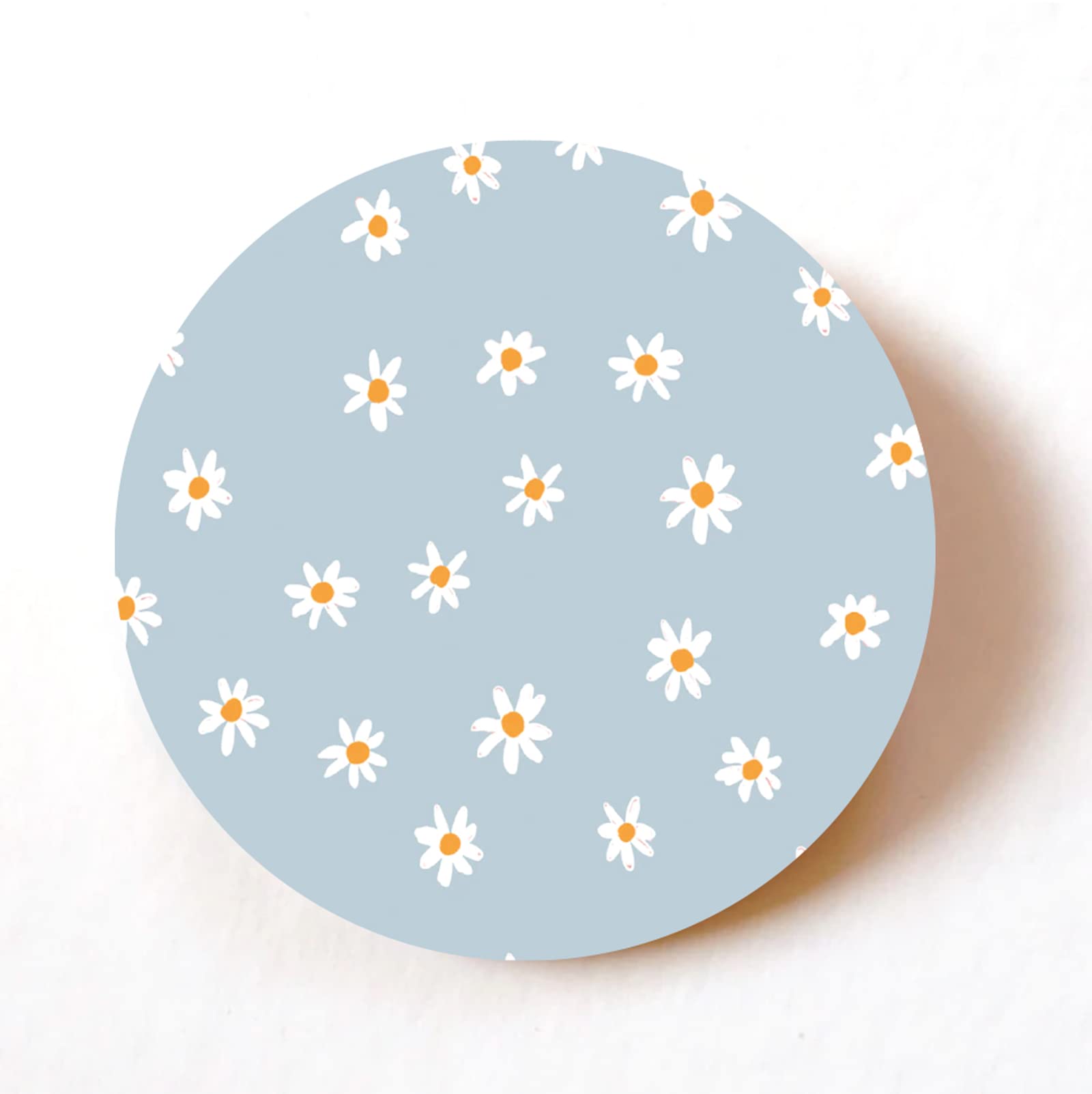 Blue Daisy 40mm round self-adhesive paper labels