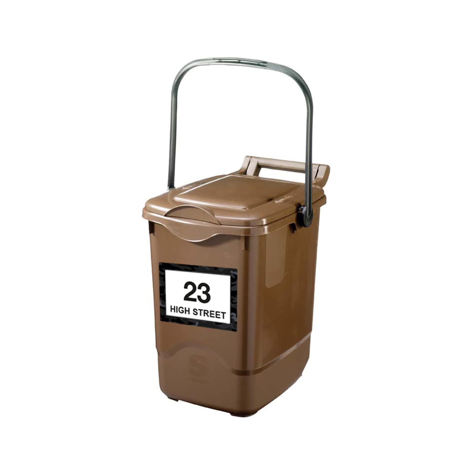 Black Camouflage wheelie bin sticker details and application example