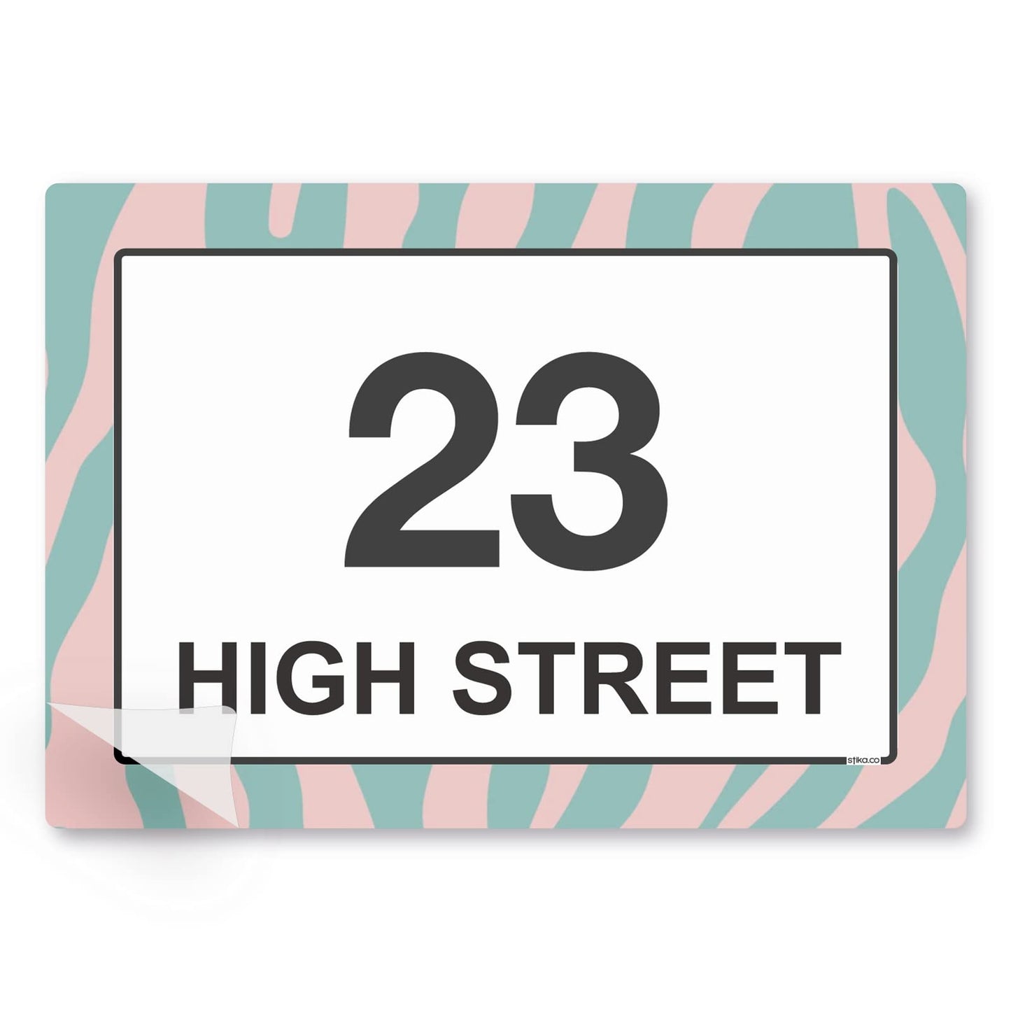 Pink & Green Zebra Print wheelie bin sticker details and application example