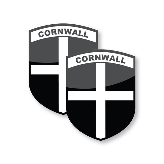 Set of 2 Cornwall county flag stickers for cars and windows