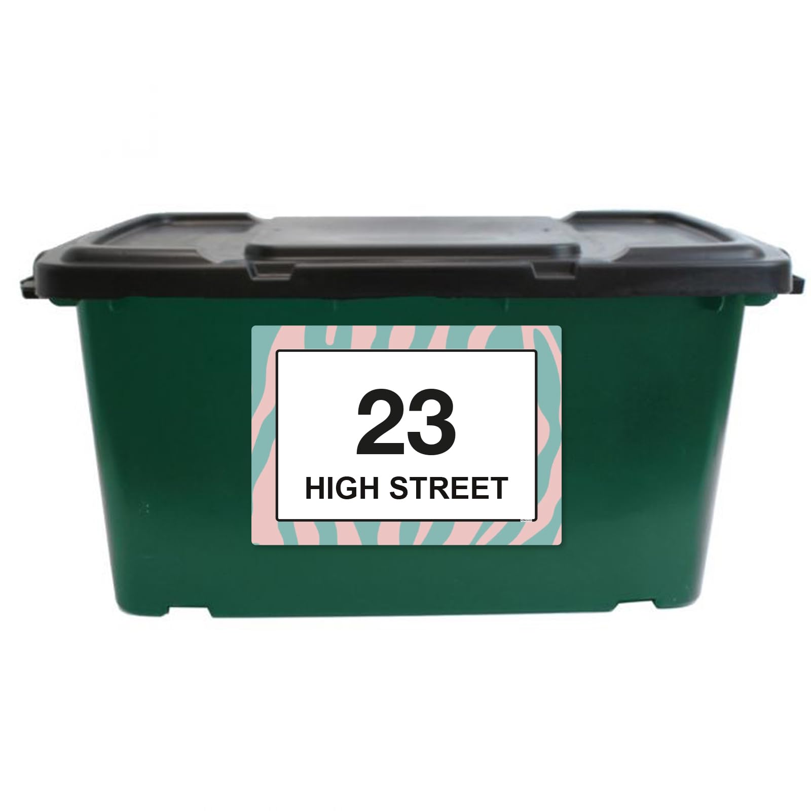 Pink & Green Zebra Print wheelie bin sticker details and application example