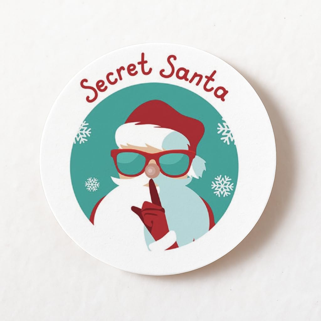 SHH.. Secret Santa 40mm round self-adhesive paper labels