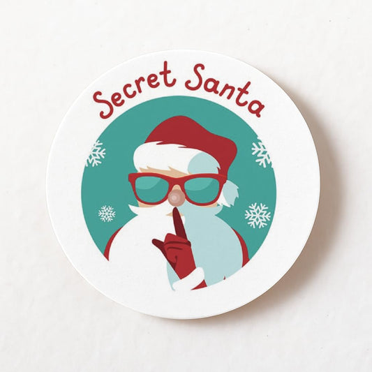 SHH.. Secret Santa 40mm round self-adhesive paper labels