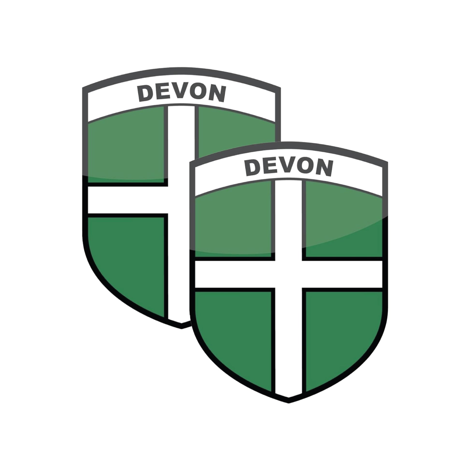 Set of 2 Devon county flag stickers for cars and windows