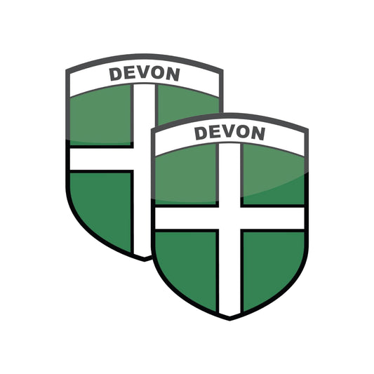 Set of 2 Devon county flag stickers for cars and windows