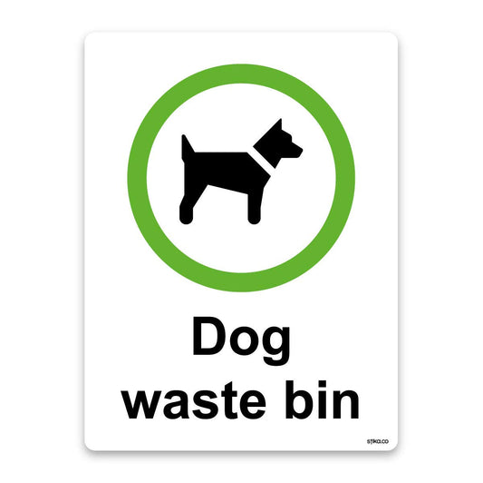 Dog Waste Bin Sign - A5 - 210 x 148mm - White Vinyl