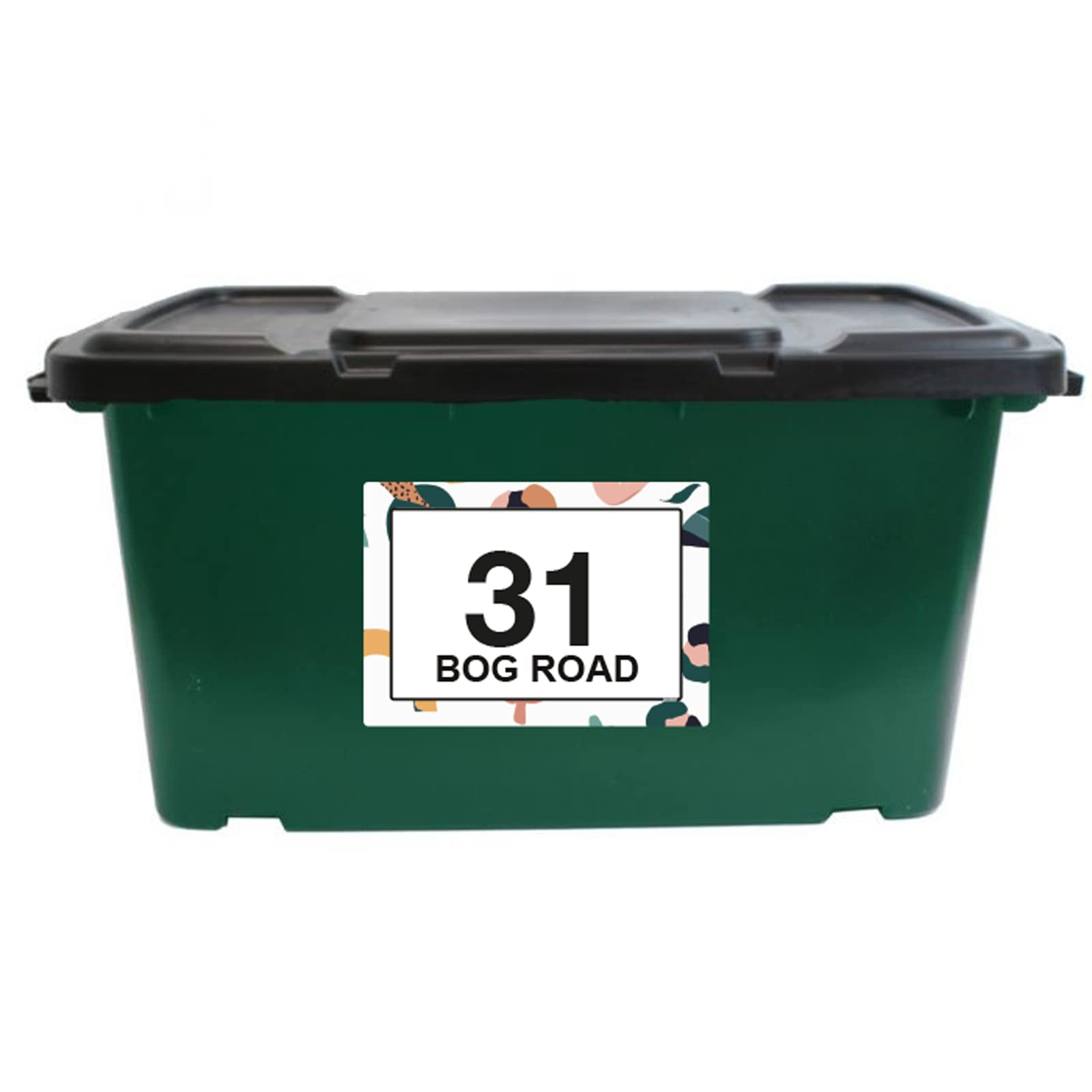 Tropical Floral wheelie bin sticker details and application example