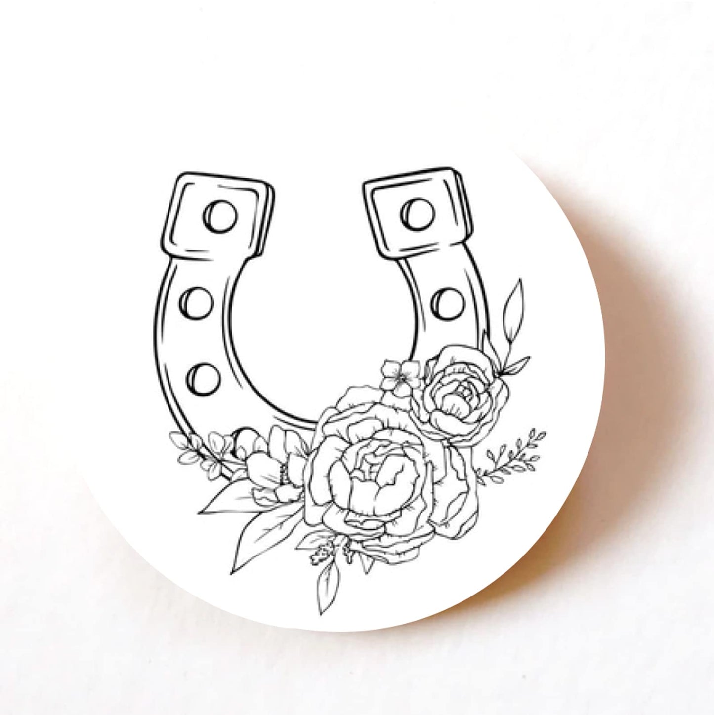 Sketched Lucky Horseshoe 40mm round self-adhesive paper labels