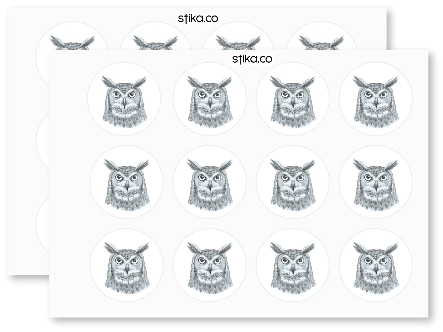 Sketched Owl paper stickers supplied on A5 sheets of 12 - view 3