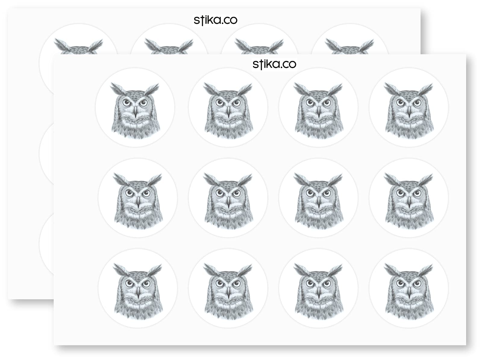 Sketched Owl paper stickers supplied on A5 sheets of 12 - view 3