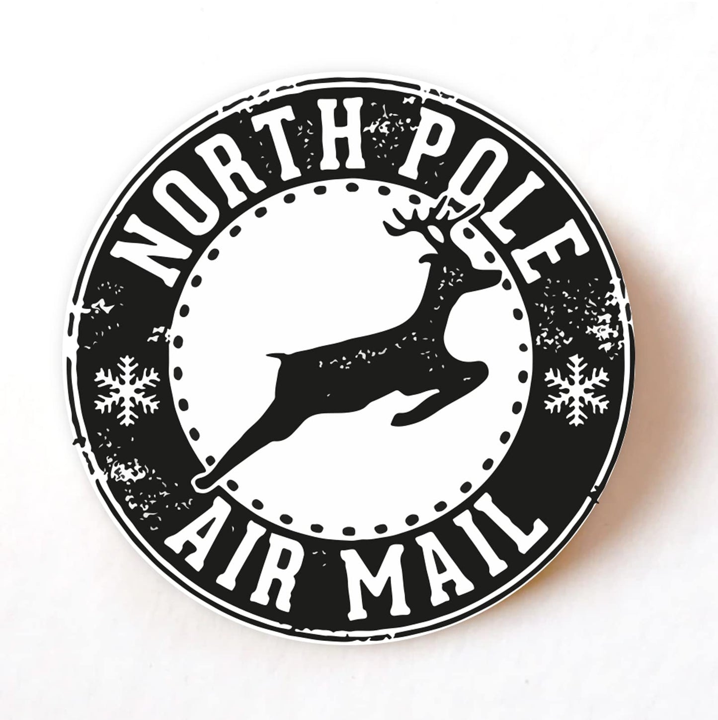 Reindeer Stamp 40mm round self-adhesive paper labels