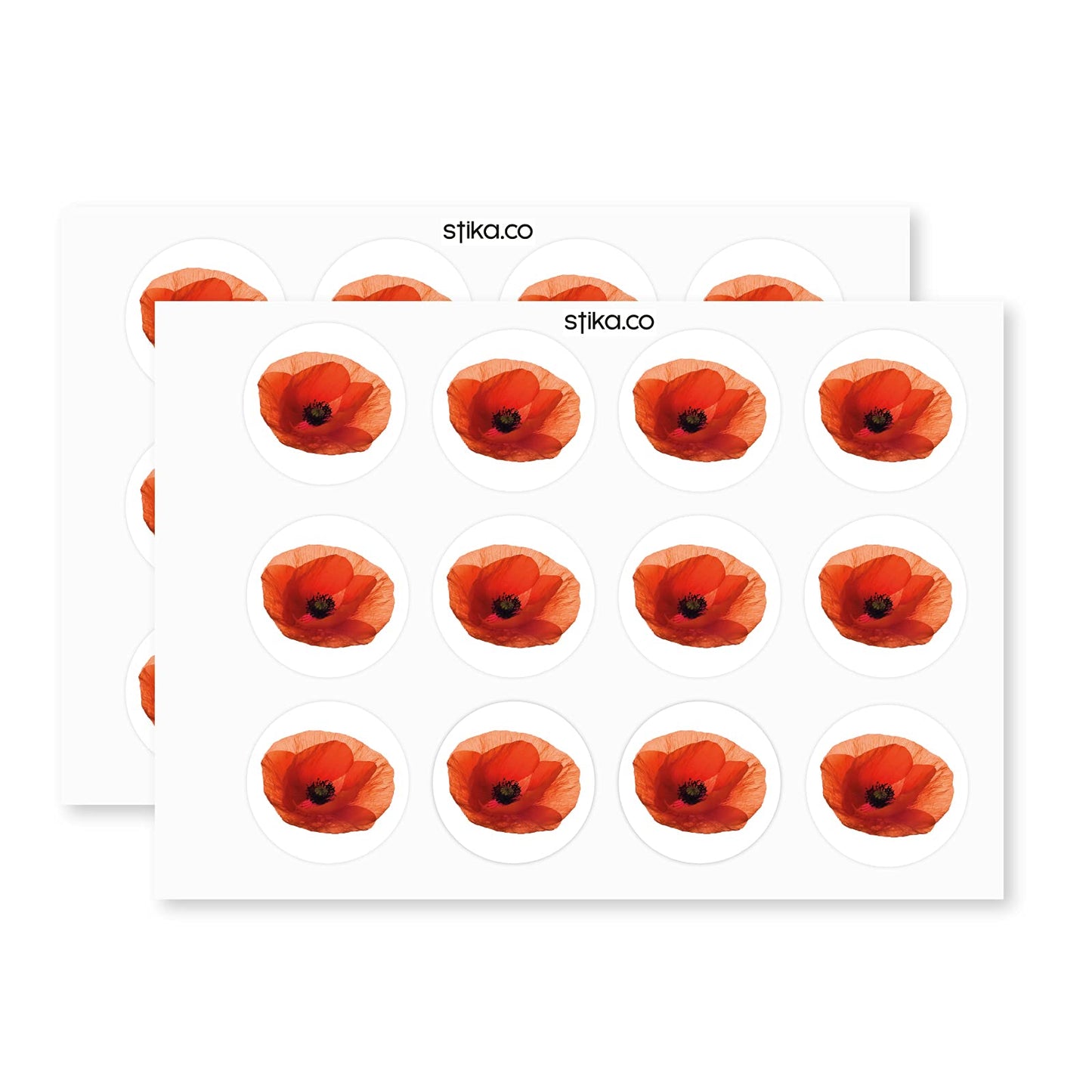 Lest We Forget Red Poppy Flower paper stickers supplied on A5 sheets of 12 - view 3