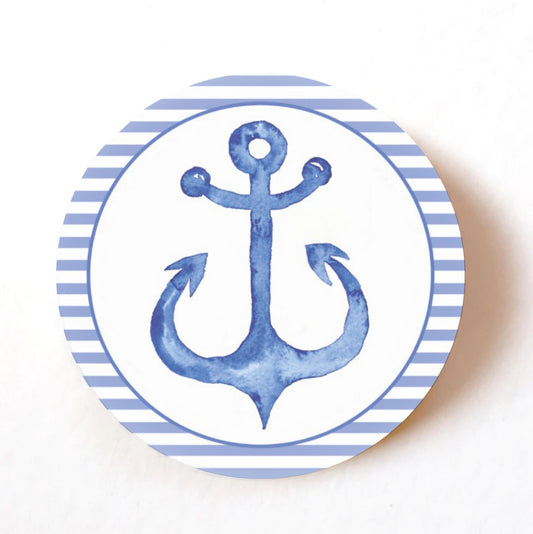 Nautical Blue Anchor 40mm round self-adhesive paper labels