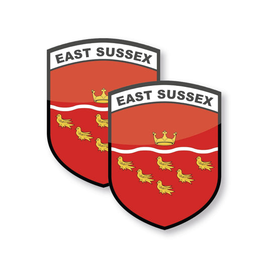 Set of 2 East Sussex county flag stickers for cars and windows