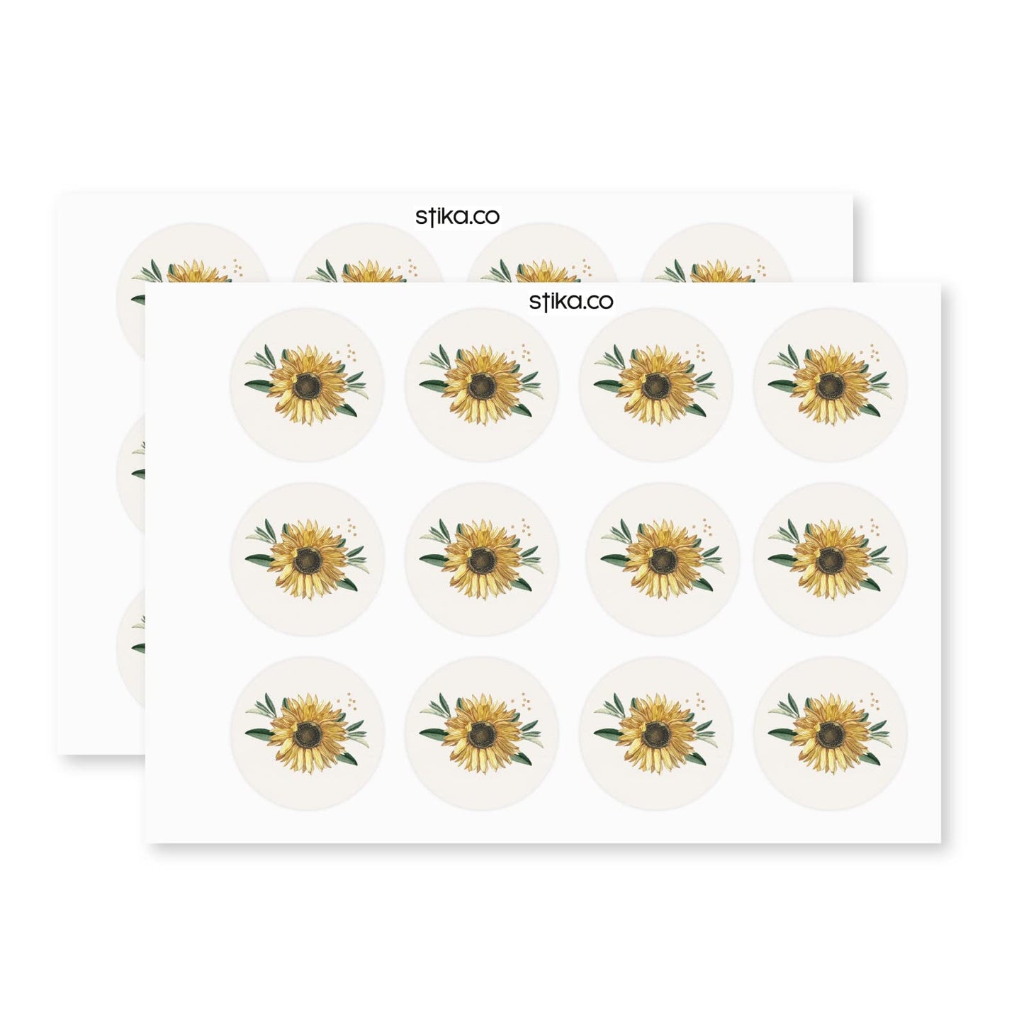 Sunflower Green Leaf paper stickers supplied on A5 sheets of 12 - view 3