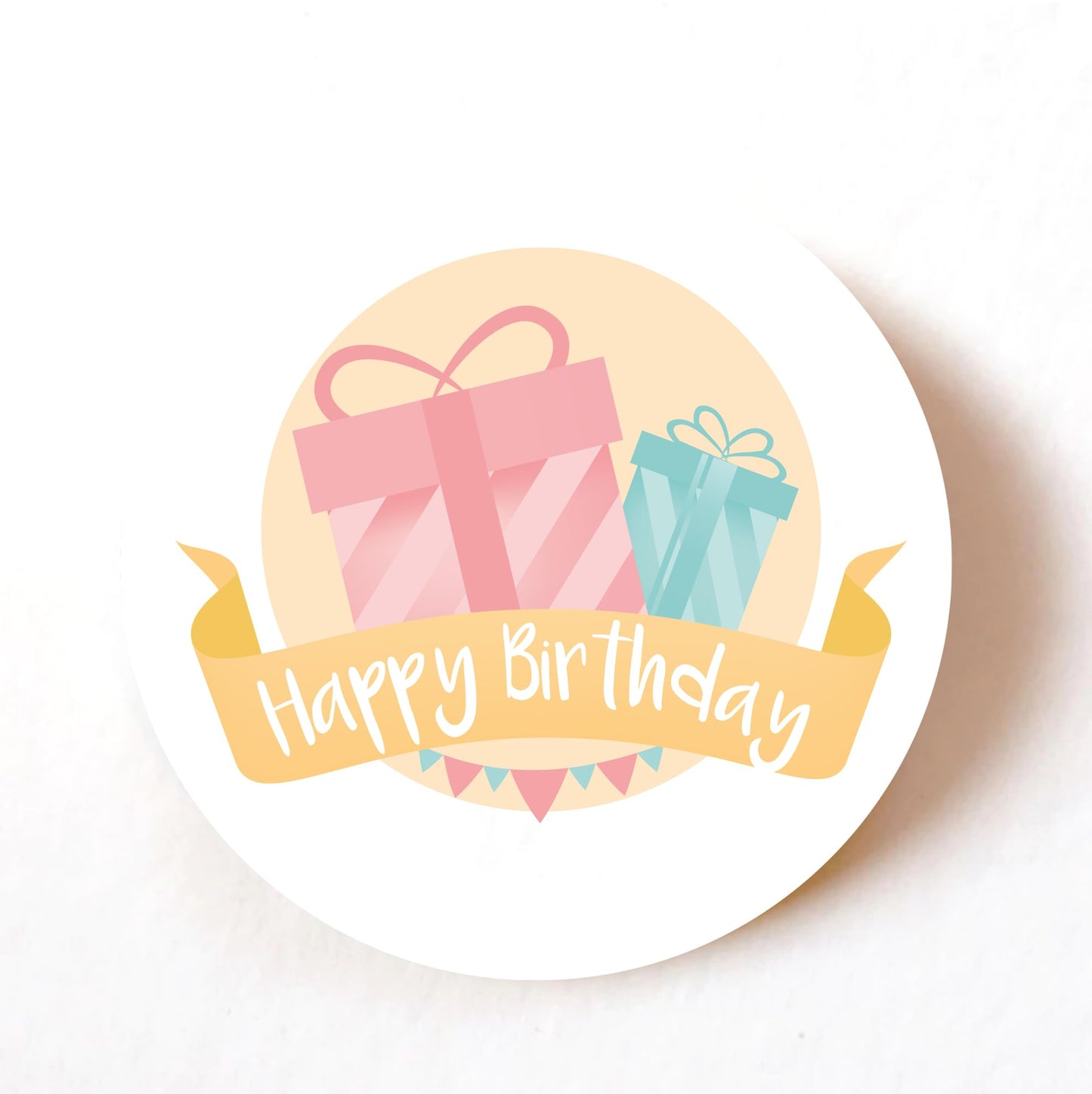 CAKE Happy Birthday 40mm round self-adhesive paper labels