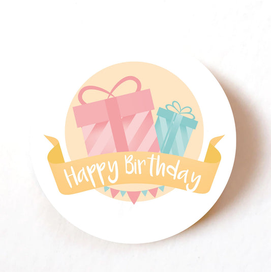 CAKE Happy Birthday 40mm round self-adhesive paper labels
