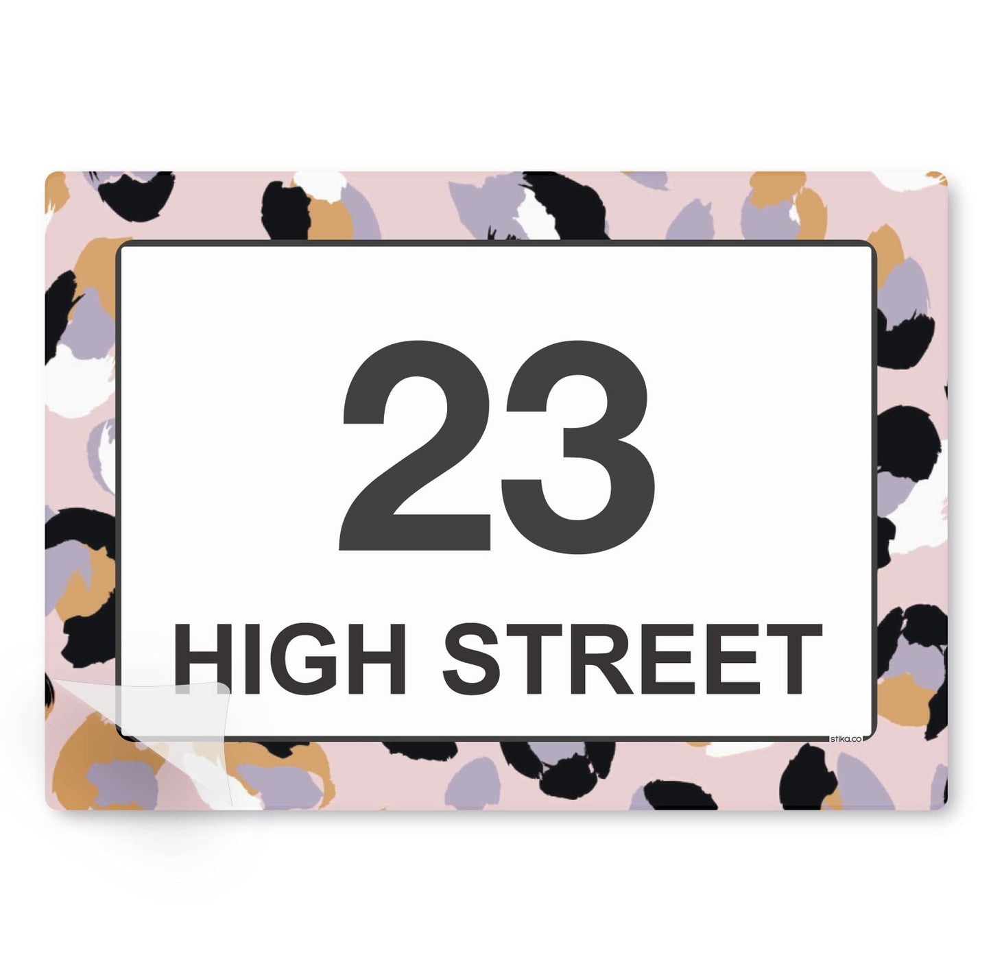 Purple Leopard Print wheelie bin sticker details and application example
