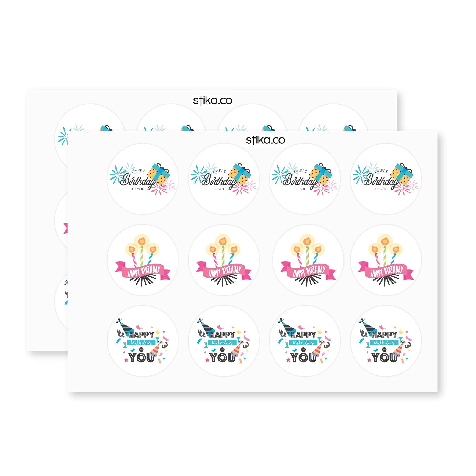 Happy Birthday Collection paper stickers supplied on A5 sheets of 12 - view 3