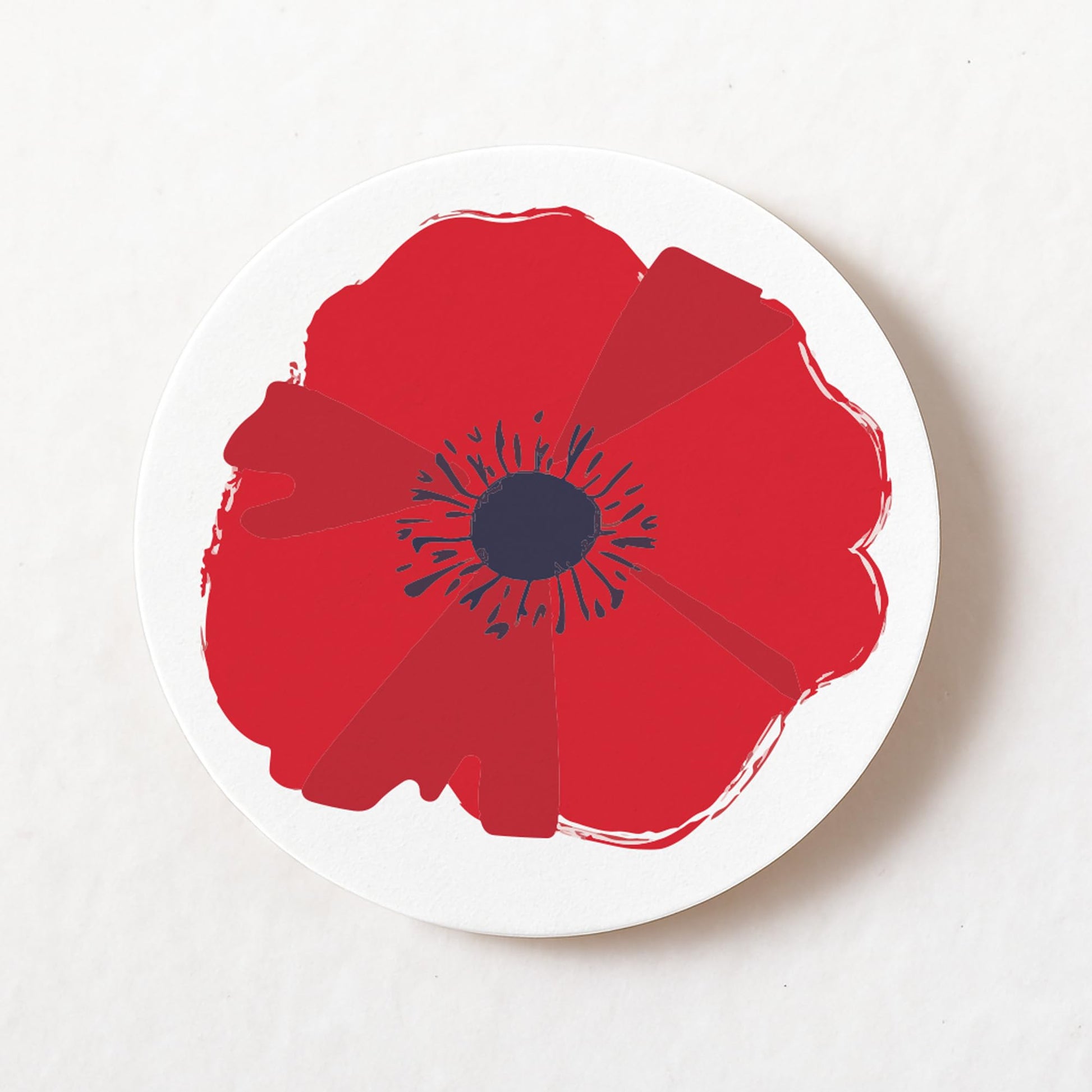 Red Poppy 40mm round self-adhesive paper labels